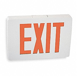 Lithonia LQC W 1 R LED Exit Sign White Aluminum Single Face Quantum Red Letters