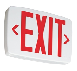 Lithonia LQM S W 3 R 120/277 EL N SD90 LED Exit Sign White Thermoplastic Single Face Quantum Red Letters