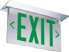 Lithonia LRP 1 GC 120/277 LED Edge Lit Exit Sign, Brushed Aluminum Housing, Green Letters on Clear Background, No Directional Indicator, 120-277V