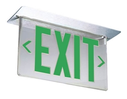 Lithonia LRP 1 GC 120/277 EL N PNL LED Edge Lit Exit Sign Clear Acrylic Single Face Green Letters Battery Backup