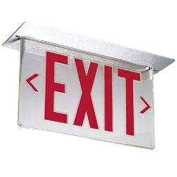 Lithonia LRP W 1 RW 120/277 LED Edge Lit Exit Sign White Housing Single Face Red Letters 120-277V