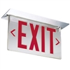 Lithonia LRP 2 RMR LRA 120/277 EL N Edge Lit LED Exit Sign, Brushed Aluminum, Double Face, Red on Mirror, Left and Right Directional Indicators, 120-277V, Nickel Cadmium Battery Emergency Operation
