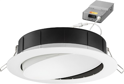 Lithonia WF6 ADJ LED 27K30K35K 90CRI MW M6 6" Gimbal Wafer-Thin Housing-Free LED Downlight, IC/ Non-IC, New Construction/ Remodel, Switchable Color Temperature, 2700K, 3000K, 3500K, 90 CRI, Matte White