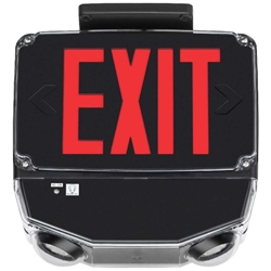 Lithonia WLTC B 1 R SD TPS M4 Wet Location LED Green Exit Sign Combo with Battery Backup, Black Single Face, Red Letter