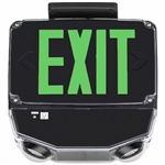 Lithonia WLTC B 2 G SD TPS M4 Wet Location LED Green Exit Sign Combo with Battery Backup, Black Double Face, Green Letter