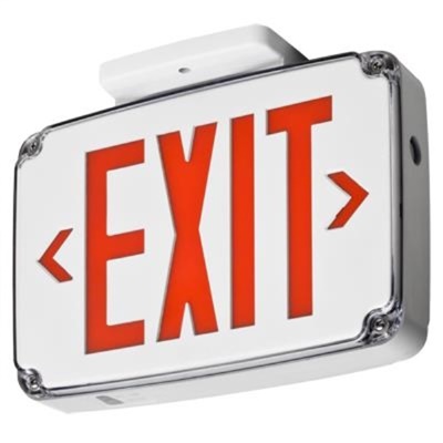 Lithonia WLTE B 1 R Wet Location Exit Sign, Black Housing, Single Face, Red Letter