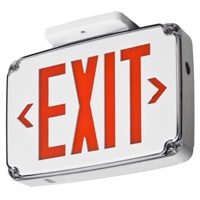 Lithonia WLTE GY 2 R EL Wet Location Exit Sign, Gray Housing, Double Face, Red Letter, Nickel-Cadmium Battery