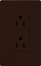 Lutron CAR-15-BR Claro 15A Duplex Receptacle, Not Tamper Resistant, in Brown