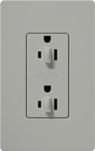 Lutron CAR-15-DDTR-GR Claro Tamper Resistant 15A Duplex Receptacle for Dimming Use in Gray
