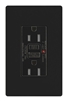 Lutron CAR-15-GFST-BL Claro Self-Testing Tamper Resistant 15A GFCI Receptacle, in Black