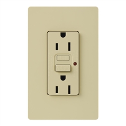 Lutron CAR-15-GFST-IV Claro Self-Testing Tamper Resistant 15A GFCI Receptacle, in Ivory