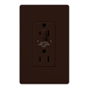 Lutron CAR-15-HDTR-BR Claro Tamper Resistant 15A Split Duplex Receptacle Half for Dimming Use in Brown