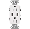 Lutron CAR-15-UBTR-WH Claro 15A Dual USB Receptacle, Tamper Resistant, in White