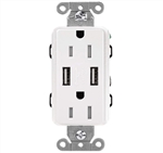 Lutron CAR-15-UBTR-WH Claro 15A Dual USB Receptacle, Tamper Resistant, in White