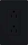 Lutron CAR-15H-BL Claro 15A Duplex Receptacle, Not Tamper Resistant, in Black