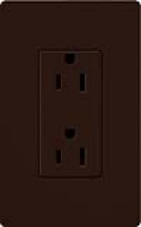 Lutron CAR-15H-BR Claro 15A Duplex Receptacle, Not Tamper Resistant, in Brown