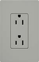 Lutron CAR-15H-GR Claro 15A Duplex Receptacle, Not Tamper Resistant, in Gray