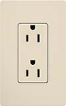 Lutron CAR-15H-LA Claro 15A Duplex Receptacle, Not Tamper Resistant, in Light Almond