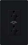 Lutron CAR-20-DDTR-BL Claro Tamper Resistant 20A Duplex Receptacle for Dimming Use in Black