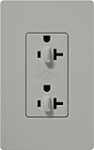 Lutron CAR-20-DDTR-GR Claro Tamper Resistant 20A Duplex Receptacle for Dimming Use in Gray