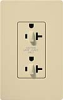 Lutron CAR-20-DDTR-IV Claro Tamper Resistant 20A Duplex Receptacle for Dimming Use in Ivory