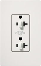 Lutron CAR-20-DDTR-WH Claro Tamper Resistant 20A Duplex Receptacle for Dimming Use in White