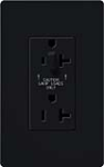 Lutron CAR-20-HDTR-BL Claro Tamper Resistant 20A Split Duplex Receptacle Half for Dimming Use in Black