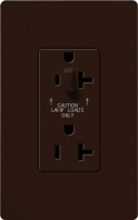 Lutron CAR-20-HDTR-BR Claro Tamper Resistant 20A Split Duplex Receptacle Half for Dimming Use in Brown