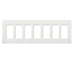 Lutron CW-7-WH (NT-R3R3R3R3R3R3R3-FB-WH) Nova T Screwless 7 Gang Wallplate Decora Opening, Fins Broken, in White, Matte Finish