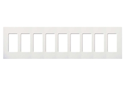 Lutron CW-9-WH (NT-R3R3R3R3R3R3R3R3R3-FB-WH) Nova T Screwless 9 Gang Wallplate Decora Opening, Fins Broken, in White, Matte Finish