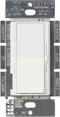 LutronDVSC-10P-RW Diva Satin 1000W Incandescent / Halogen Single Pole Dimmerin Architectural White