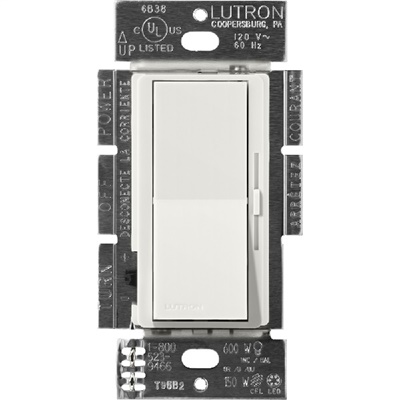 Lutron DVSCCL-153P-LG Diva Satin 600W Incandescent, 150W CFL or LED Single Pole/ 3-Way Dimmer in Lunar Gray