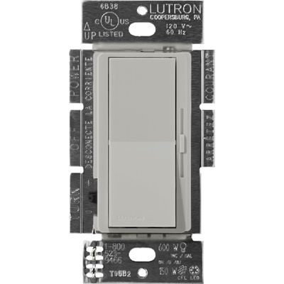 Lutron DVSCCL-153P-PB Diva Satin 600W Incandescent, 150W CFL or LED Single Pole/ 3-Way Dimmer in Pebble