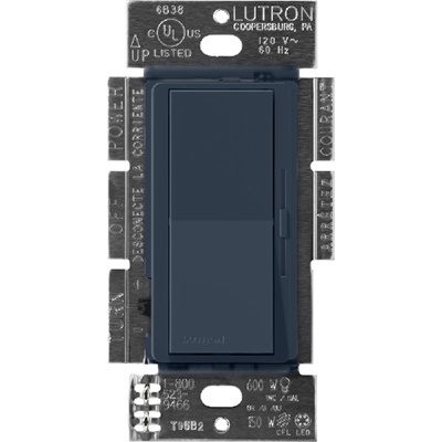 Lutron DVSCELV-300P-DE Diva Satin 300W Electronic Low Voltage Single Pole Dimmer in Deep Sea