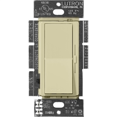 Lutron DVSCELV-300P-SA Diva Satin 300W Electronic Low Voltage Single Pole Dimmer in Sage