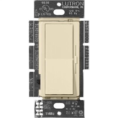 Lutron DVSCELV-300P-SD Diva Satin 300W Electronic Low Voltage Single Pole Dimmer in Sand