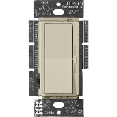 Lutron DVSCF-103P-CY Diva Satin 120V / 8A Fluorescent 3-Wire / Hi-Lume LED Single Pole / 3-Way Dimmer in Clay