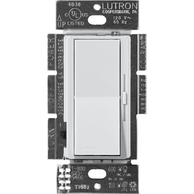 Lutron DVSCF-103P-MI Diva Satin 120V / 8A Fluorescent 3-Wire / Hi-Lume LED Single Pole / 3-Way Dimmer in Mist