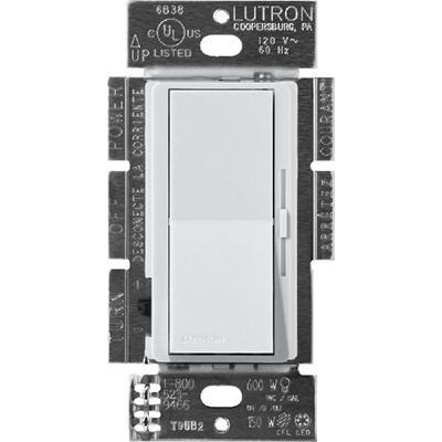 Lutron DVSCFSQ-LF-MI Diva 1.5 A Fan Speed ControlWith 1.0 A LED or CFL and 2.0 A Incandescent/Halogen Single Pole Switch in Mist