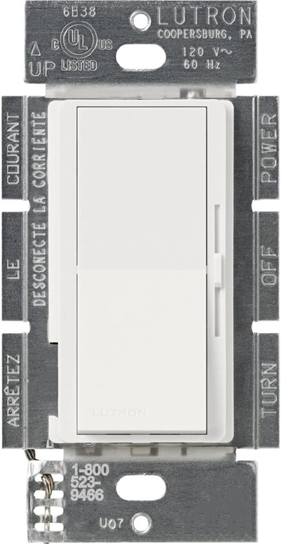 Lutron DVSCLV-10P-RW Diva Satin 1000VA, 800W Magnetic Low Voltage Single Pole Dimmer in Architectural White