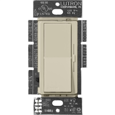 Lutron DVSCLV-600P-CY Diva Satin 600VA, 500W Magnetic Low Voltage Single Pole Dimmer in Clay