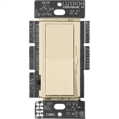 Lutron DVSCLV-600P-SD Diva Satin 600VA, 500W Magnetic Low Voltage Single Pole Dimmer in Sand