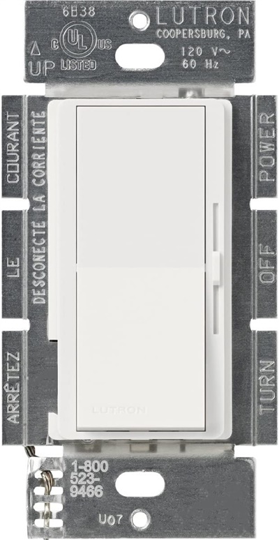 LutronDVSCLV-603P-RW Diva Satin 600VA, 500W Magnetic Low Voltage 3-Way Dimmer in Architectural White