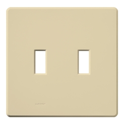 Lutron FG-2-IV Fassada 2-Gang Wallplate, Traditional Opening, Gloss Finish in Ivory