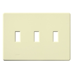 Lutron FG-3-AL Fassada 3-Gang Wallplate, Traditional Opening, Gloss Finish in Almond