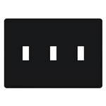 Lutron FG-3-BL Fassada 3-Gang Wallplate, Traditional Opening, Gloss Finish in Black