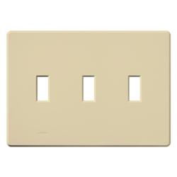 Lutron FG-3-IV Fassada 3-Gang Wallplate, Traditional Opening, Gloss Finish in Ivory