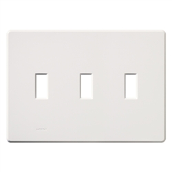 Lutron FG-3-WH Fassada 3-Gang Wallplate, Traditional Opening, Gloss Finish in White