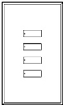 Lutron LFGR-W4BSN-CWH Architectural Non-Insert Style seeTouch Glass 4 Button Wallplate in Clear Glass with White Paint