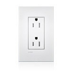 Lutron LTR-15-TR-CWH New Architectural 15A Tamper Resistant Duplex Receptacle, Wallplate Not Included, in Clear White Glass